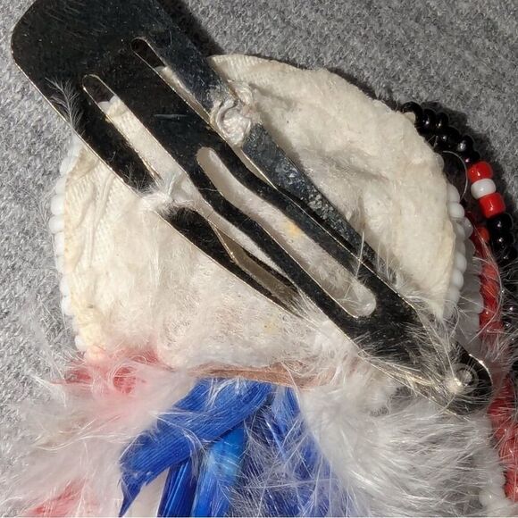 Custom Made Vintage Native American Beaded Feather Hair Clips main image 7